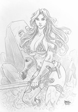 Red Sonja (Dynamite) - 9x12 Hand-Drawn Original Art by Marcio Fernandes w/COA picture