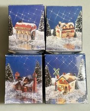 Vintage 1994 Christmas Village Lighted Houses Set of 4 Santa’s Village Working picture
