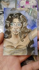 ACEO Original 2.5x3.5 Fantasy Centaur Woman Trading Card Collectible picture