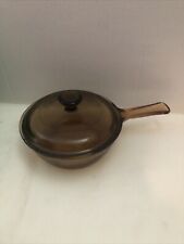 Vintage Corning Vision Ware Saucepan .5L Amber Lid P81C USA Pot Pan Pyrex picture