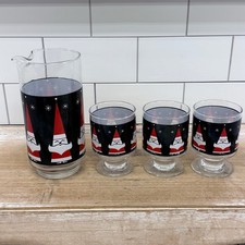 Atomic Santa Pitcher & 3 Glasses Libbey Holt Howard Style Christmas picture