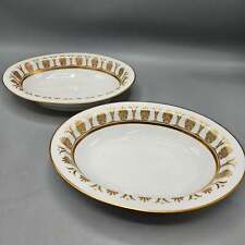 Pair of Vintage Richard Ginori Italian Porcelain Pompei Gold Serving Dishes picture