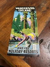 Vancouver Island Canada Travel Brochure Fly Fishing Art By Cliff Wills 1930s-40s picture