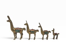 Vintage Brass Llama Alpaca Turquoise Copper Set 4 Peru Small Saddle Packs picture