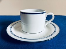 Dansk Bistro Christianshavn Blue Stripe Cup & Saucer Set of 4 picture