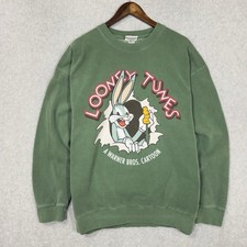 Vintage Looney Tunes Sweatshirt Adult Medium Green Bugs Bunny Warner Bros picture