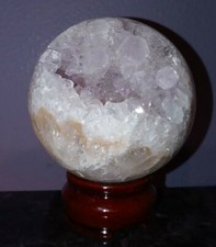 *Rare 77mm Pink & Purple Amethyst Druzy Moss Agate Geode Sphere💕 picture