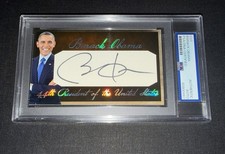 Barack Obama Signed 3x5 Custom Cut PSA Slabbed 44th US President picture