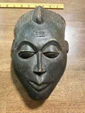 Vintage African Baule Hand Carved Wood Mask Mblo Portrait Wall Art 11” picture