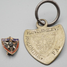 Antique 1890s Era P.O.S. Of A. Patriotic Order Sons Of America Name Badge & Pin picture
