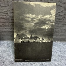1907 Ponca Indian Camp Moonlight Postcard - Geo S Corwin - Albertype Co. Kansas picture
