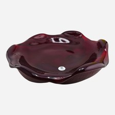 Fenton Art Glass Ruby Red Free Form Swirl Dish Ashtray 7 1/2” Vintage picture