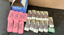 Vintage 7 Pink Pearl Erasers 101 USA + Design 2000 Lot & Pilot Erasers picture