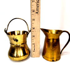 Vintage Small Brass Pitcher & Small Pot Bucket picture