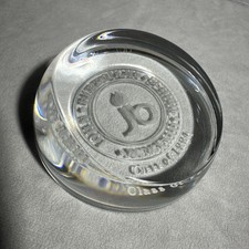 Vtg John Burroughs School MCMXXIII Class Of 1994 Glass Paper Weight JBS St Louis picture