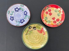 Lot of 3 Vintage Rupi Artisan Ceramic Garlic Ginger Grater Floral Plates Spain picture