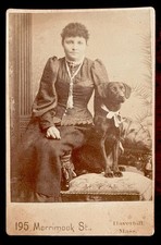 Cabinet Card  1893  Lady & Black Dog in Haverhill Massachusetts - Flossie Wise picture