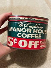 Vintage McLaughlin's Manor House Metal Coffee Can One Pound As seen picture