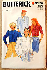Butterick 4174 Misses Blouse Size 12 Bust 34 Waist 26-1/2