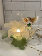Vintage Fairy Flower Night Light Accent Resin Ceramic Pixie Elf Lily Whimsy picture