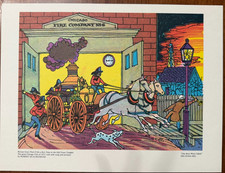 Vintage 1974 Chicago Fire Engine Print Robert Quackenbush Hot Time Old Town picture