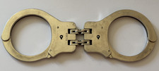 VINTAGE PEERLESS HINGED HANDCUFFS WITH KEY TESTED WORKING EUC picture