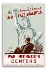 1942 An Informed America is a Free America Vintage Style WW2 Poster - 24x36 picture