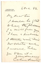 Colin Hunter Signed Letter 1882 / Autograph Scottish Artist picture