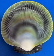 Vintage Olfaire Majolica Ceramic Shell Plate/Bowl Serving Dish Green Portugal-8