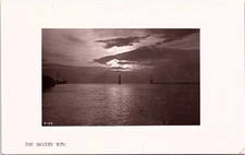 “The Silvery Way,” Night Harbor Seascape; 1908 Real Photo Postcard picture