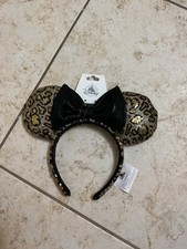 Disney Park Animal Kingdom Leopard Animal Print Sequined Minnie Ears Headband picture