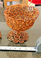 Vintage Sea Urchin Shell Pedestal Bowl Coastal Beach Decor 8” picture
