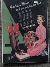 VTG 1946 Orig Magazine Ad HOOVER Vacuum Cleaner Christmas Gift The Best Given picture
