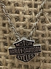 Vintage Harley Davidson Sterling Silver Dainty Pendant And Necklace 925 EUC picture