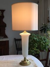 Vintage MCM Satin Finished Cased Murano White Spatter Glass Lamp picture