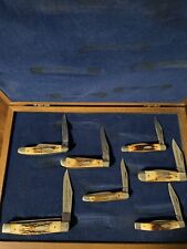 Case XX 1980 75th Anniversary Set - 7pc Stag Knife Set w/ Oak Wood Display Box picture