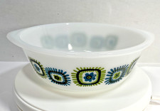 VTG Glasbake J-514 2 Qt Casserole Blue Green Peacock MCM USA picture
