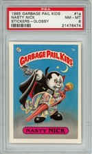 1985 Topps OS1 Garbage Pail Kids Series 1 NASTY NICK 1a GLOSSY Card PSA 8 NM picture