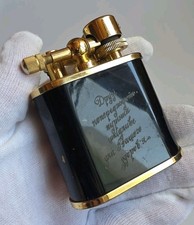 Vintage P. Laurence Swiss Lift-Arm Petrol Lighter Black Lacquer Engraved picture