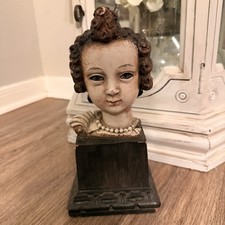 Vintage Bust Baroque Child Cherub Figure Sculpture 11” Signed Jo Mead 1919-2000 picture