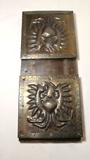 antique ornate Victorian tooled brass wood expandable collapsable shelf bookend picture