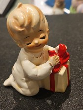 Vintage Josef Originals Baby Child Opening Gift Present Ceramic Figurine picture