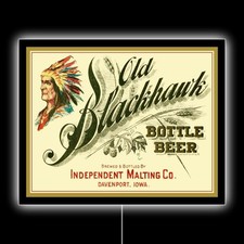 Old Blackhawk Beer of Davenport, Iowa NEW LED Hanging Lighted Sign: 18x23
