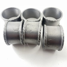 Vintage Italian Pewter Napkin Rings Set of 6 - Hand Stamped Peltro FIN picture
