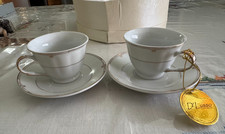 Vintage D'Lusso Home Collection Porcelain Tea Cup & Saucer Set Gold Trim Set of  picture