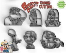 American Dad Set of 6 Cookie Cutters | Stan | Francine | Roger | Klaus | Steve picture