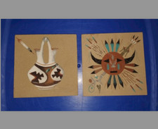 ART - 2x Vintage Original Signed Nancy Price - Sand Paintings Native Navajo 8X8 picture