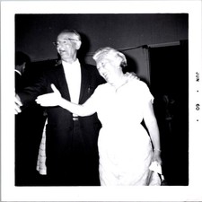 Happy Mature Couple Dancing at Party, 1960 B&W Snapshot Photo picture
