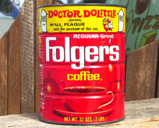 VERY RARE 1960s Vintage FOLGER'S Coffee 2 lbs Metal Tin CAN DOCTOR DOLITTLE picture