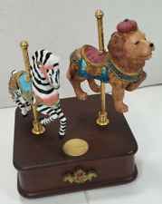 Vintage Westminster Carousel Collection  ZEBRA & LION MUSIC BOX WORKING picture
